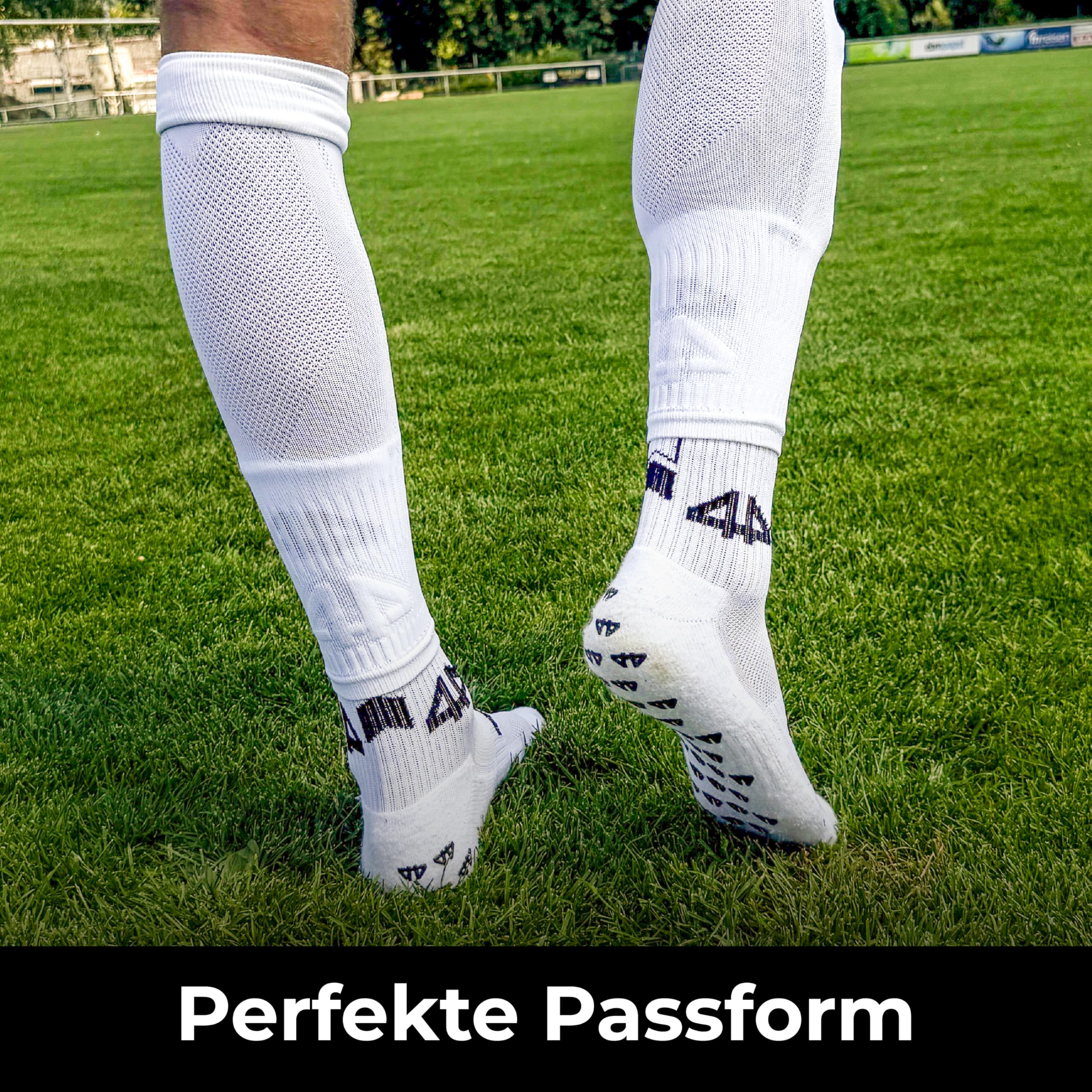 Medias sin calcetines con agarre de silicona para fútbol – Listo para deportes – 1 par de medias de manga para espinilleras – Antideslizantes, ligeras, flexibles – Tubos de fútbol para hombres