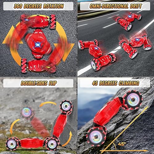 Miniatura 3 de Pristar Coches de acrobacias a control remoto, con detección de gestos para niños y niñas, auto de control remoto de mano de 2.4 Ghz con luces de