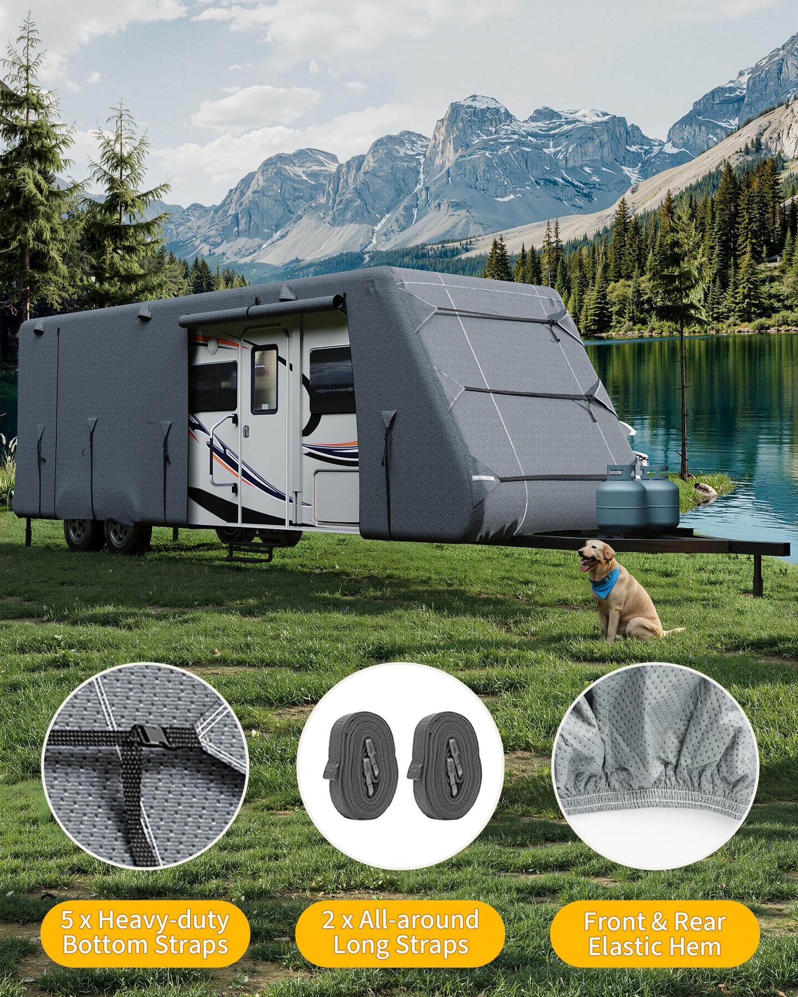 Garvee Funda para Autocaravana, 4 Capas, Impermeable, 914,4 cm