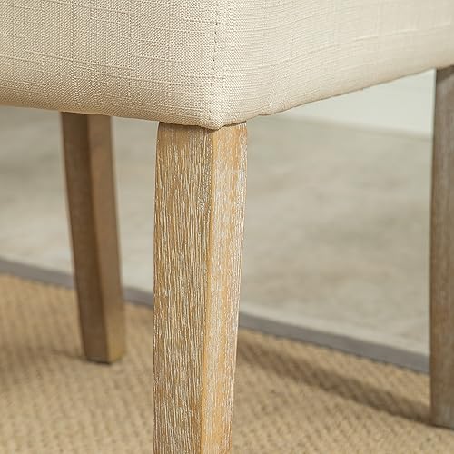 Miniatura 7 de Roundhill Furniture - Silla de comedor parsons de madera maciza costumbrista y tapizado estilo capitoné Textil Bronceado