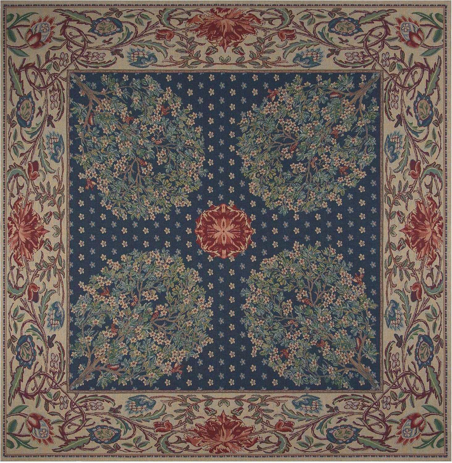 C Charlotte Home Furnishings Inc Tree of Life - Blue Belgian Throw - 59 in. x 59 in. Cotton/Viscose/Polyester by William Morris