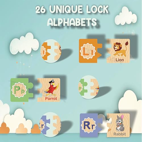 Image of Eco Friendly Materials Wooden Learning Toys Puzzle for Brain Training /jorky Cutting for Home /School /Non-Toxic /Education Memory Games for Baby Boy and Girl (Lock Number Math Sign)
