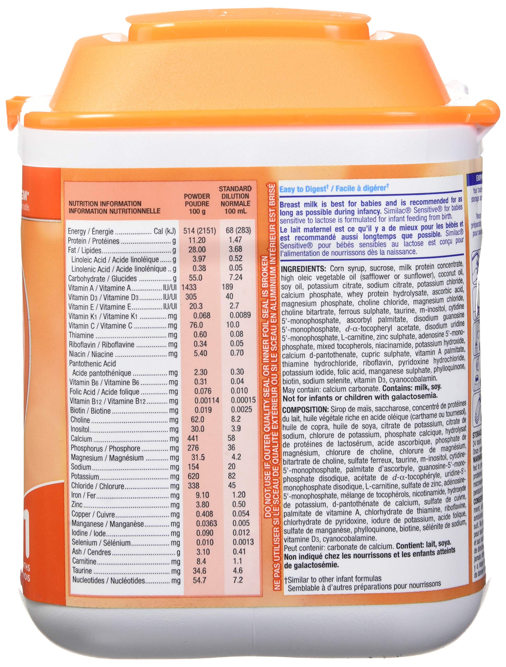 Similac Sensitive Lactose Sensitivity Non-gmo Baby Formula Powder