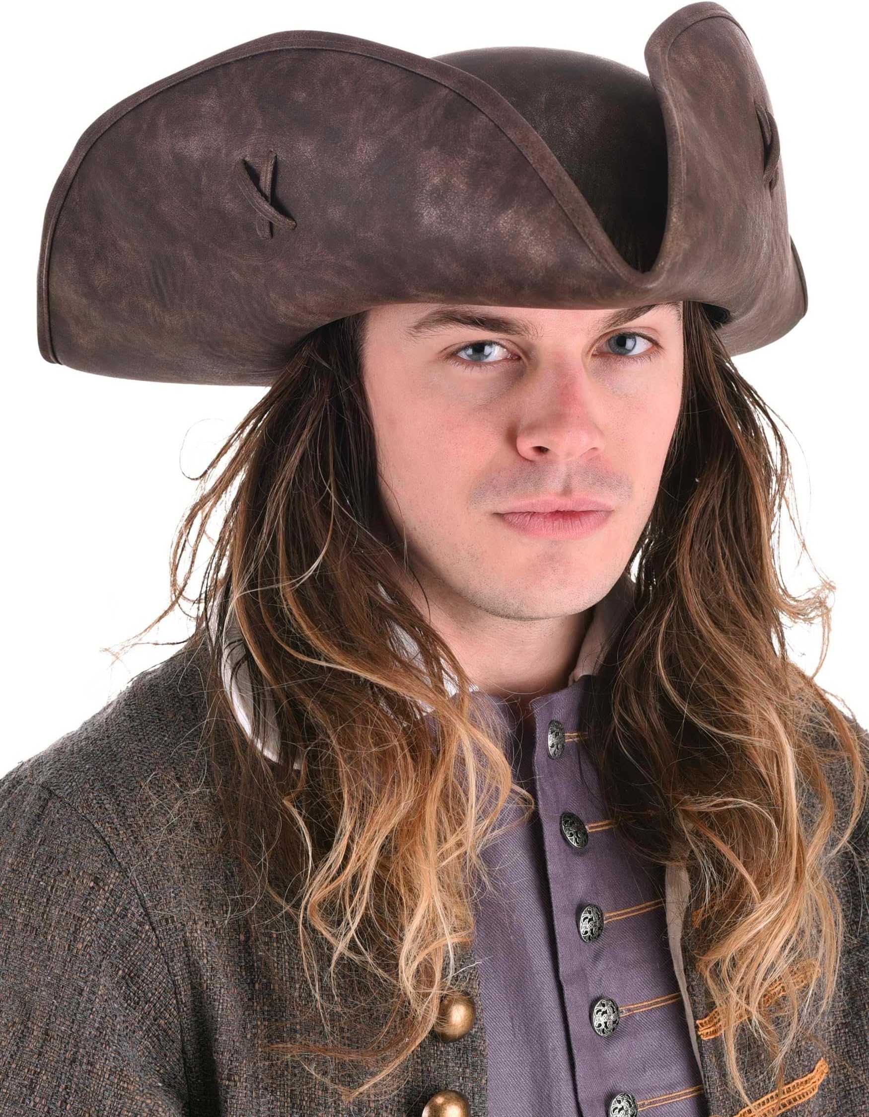 Disney Pirates of the Caribbean Jack Sparrow Costume Hat - Faux Leather Tricorn Hat