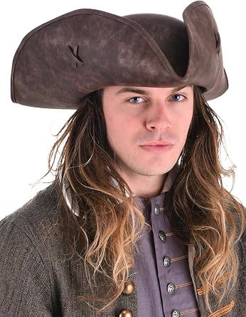 Disney Pirates of the Caribbean Jack Sparrow Costume Hat - Faux Leather Tricorn Hat