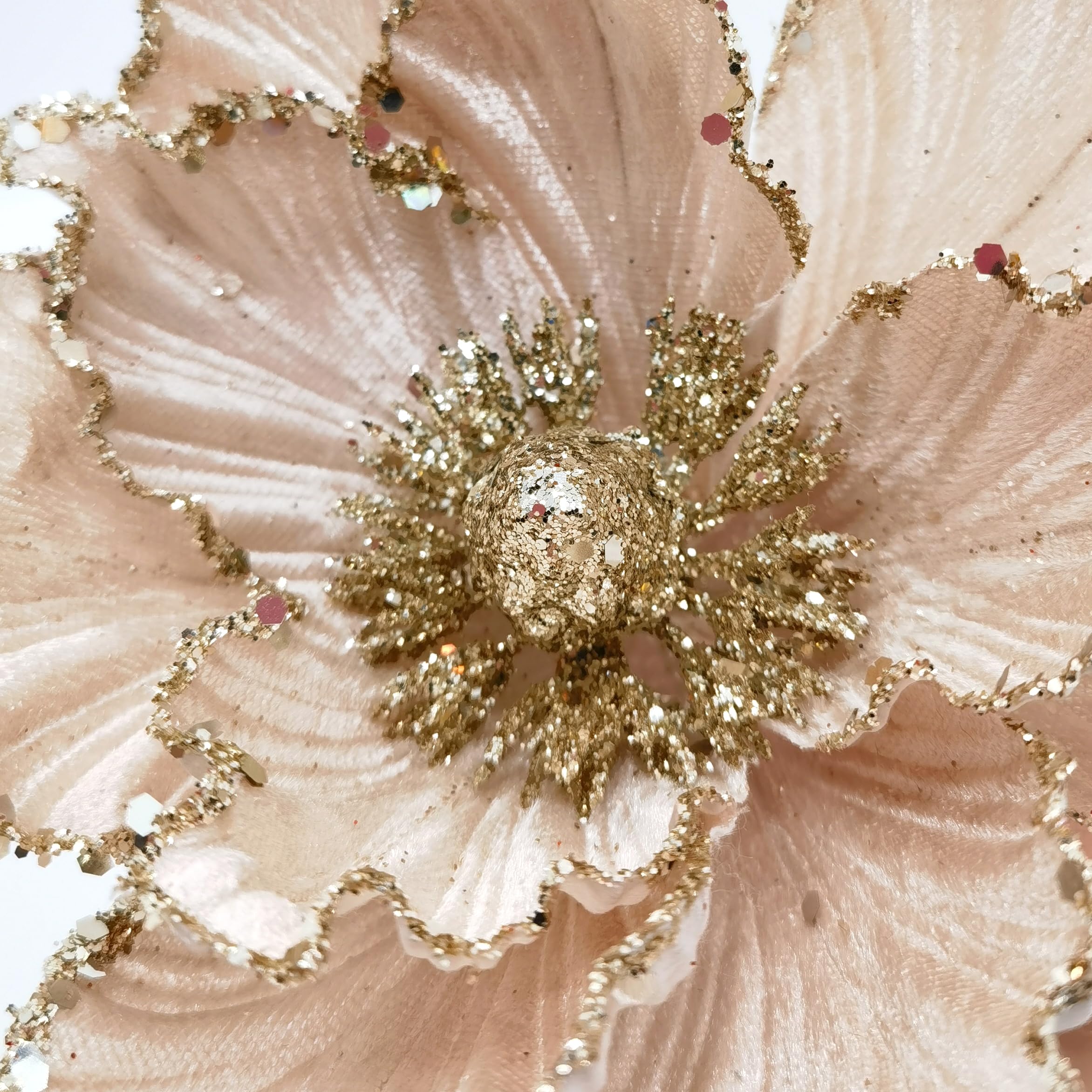 M2cbridge Künstliche Weihnachts-Magnolien-Blumen, roter Samt, Weihnachtsstern, Blumenplektren für Weihnachtskranz, Baumschmuck (4 Stück Champagner-Magnolie)