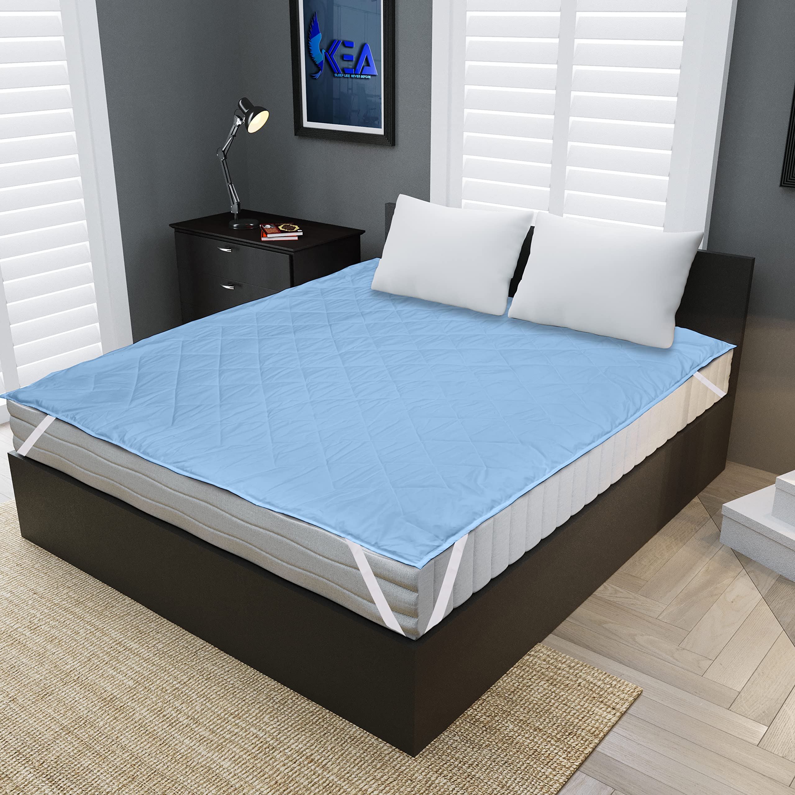kea microfiber waterproof and dustproof double bed mattress protector (sky blue, king size (72" x 78")