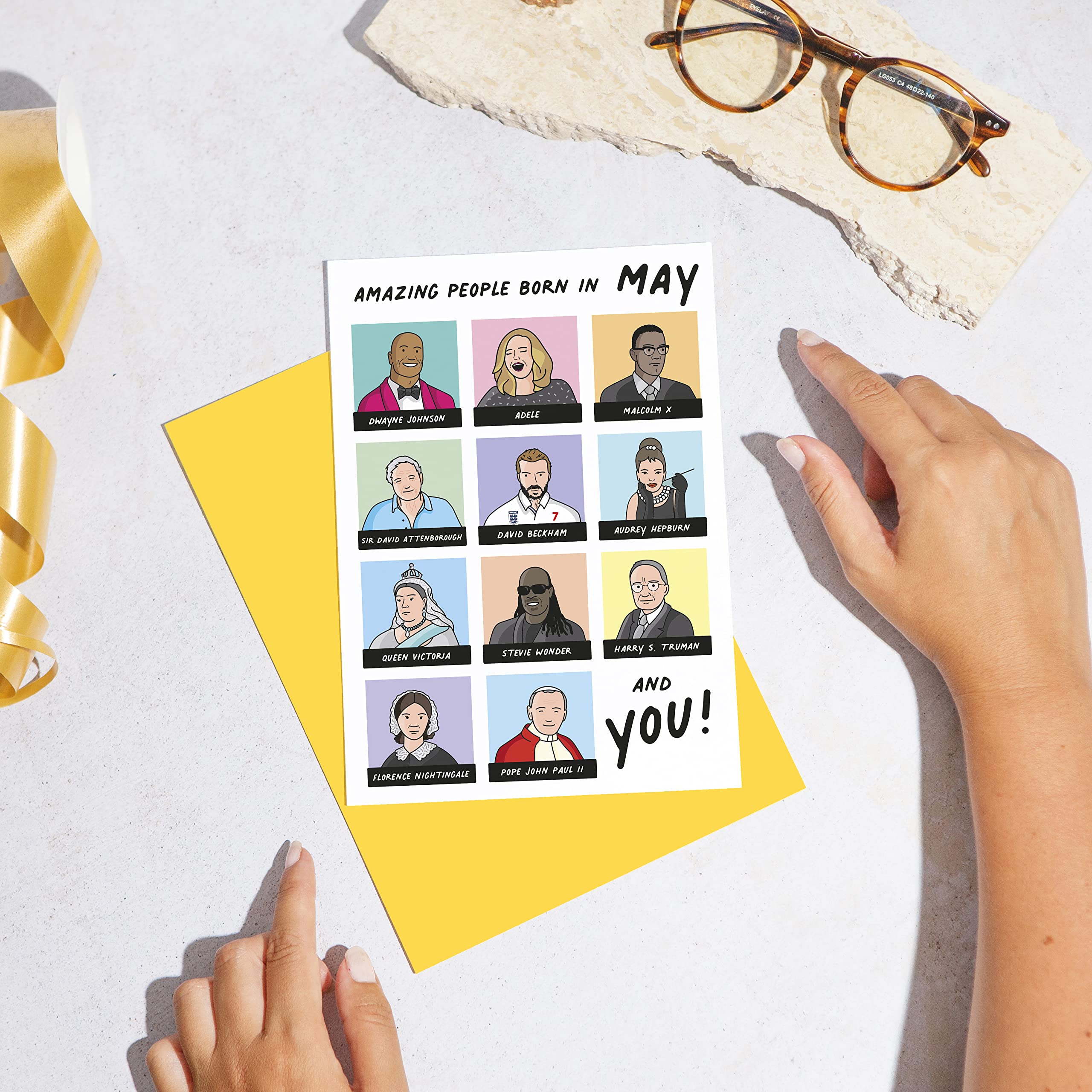 Huxters Geburtstagskarte „Amazing People Born In May“ – A5, Premium-Papier, Leer Innen, Mit Umschlag