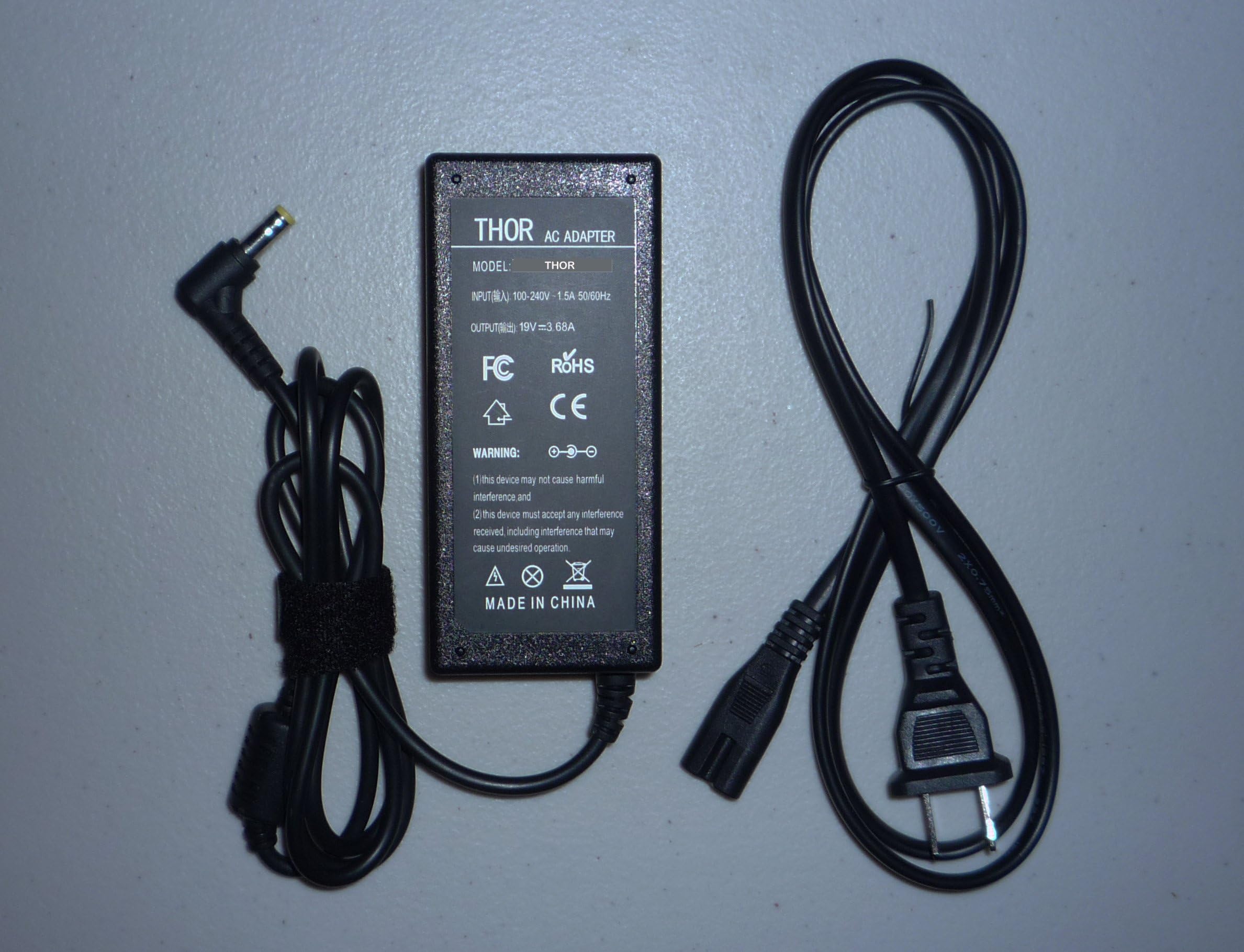 Thor Brand Replacement Ac Power Adapter Cord for Asus EEE Top Pc Model: EEE TOP 04g265003550 B202 Eb1012p Eb1501 Eb1502 Et2002t Et1601 Et2001b Et2002 Et1602 Et1602c Et2010agt Et2010pnt