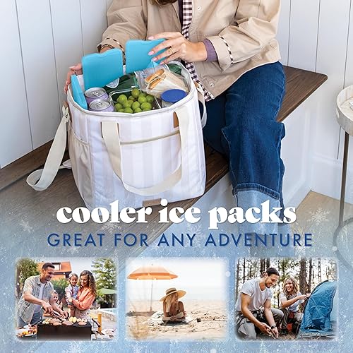 Miniatura 12 de Cool Coolers by Fit & Fresh - Paquete de 4 bolsas de hielo XL delgadas y reutilizables, bolsas de hielo reutilizables de congelación rápida y ahorro