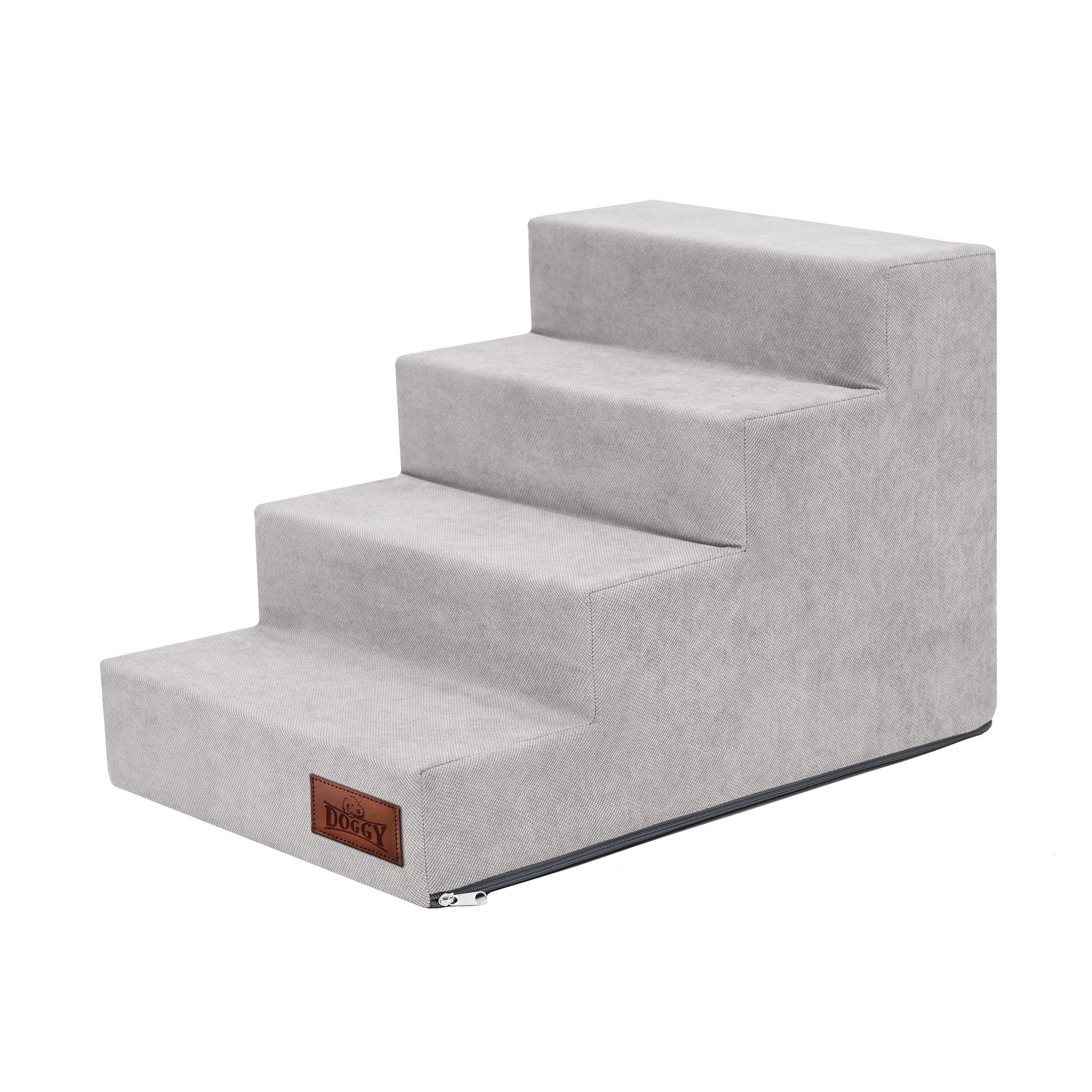 Escalera de 4 peldaños para perros y gatos, para animales débiles, para animales viejos, para ascensores, cenizas, 40 x 60 x 40 cm