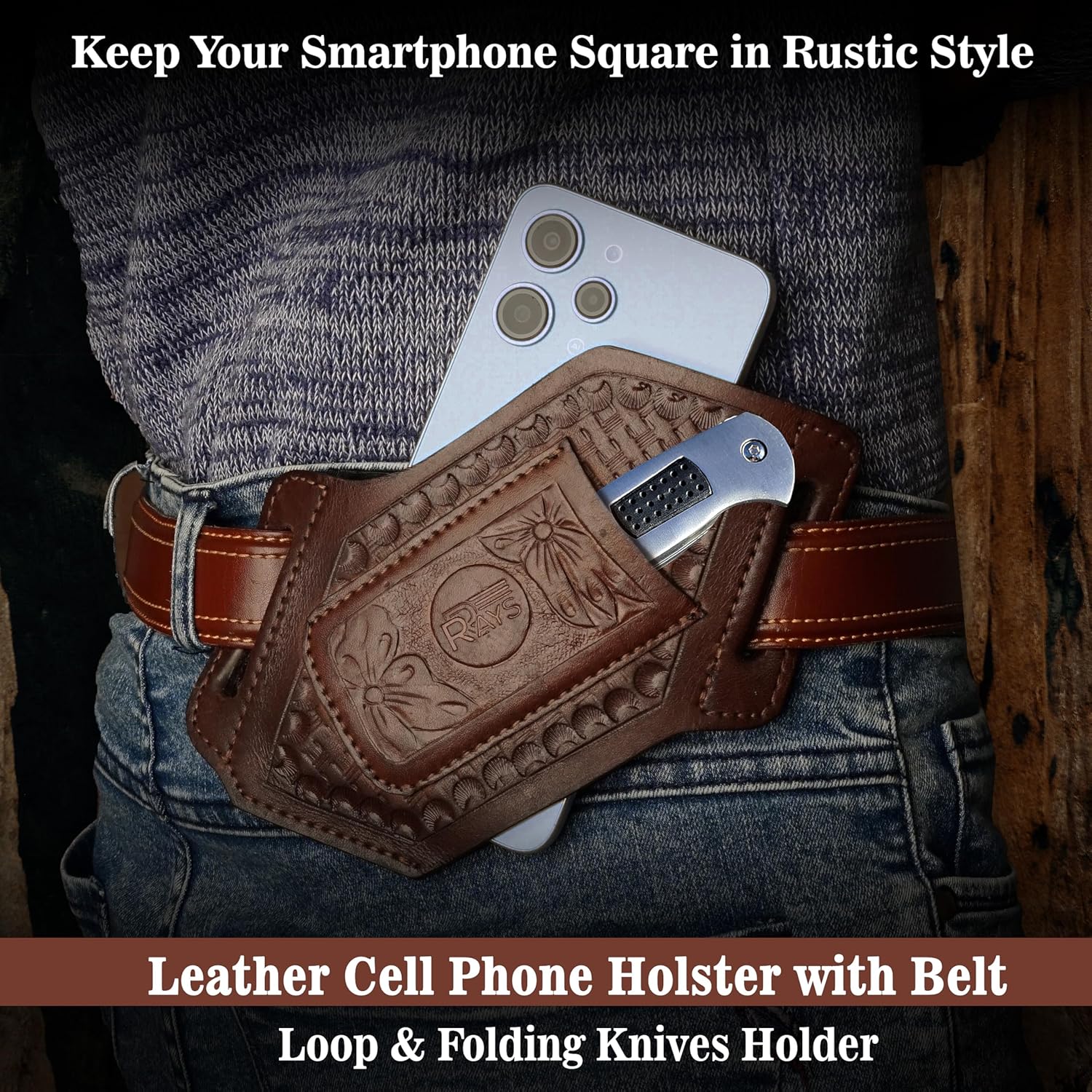 Leather Knife Sheath for Belt Pocket Folding Knife Holder Compact Draw Knifes Carrier EDC Tools Holster
