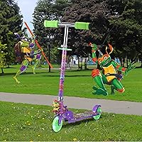 Vista 6 de TMNT - Patinete de patada de 2 ruedas con ruedas que se iluminan – Plegable, plataforma antideslizante, paseo cómodo y suave