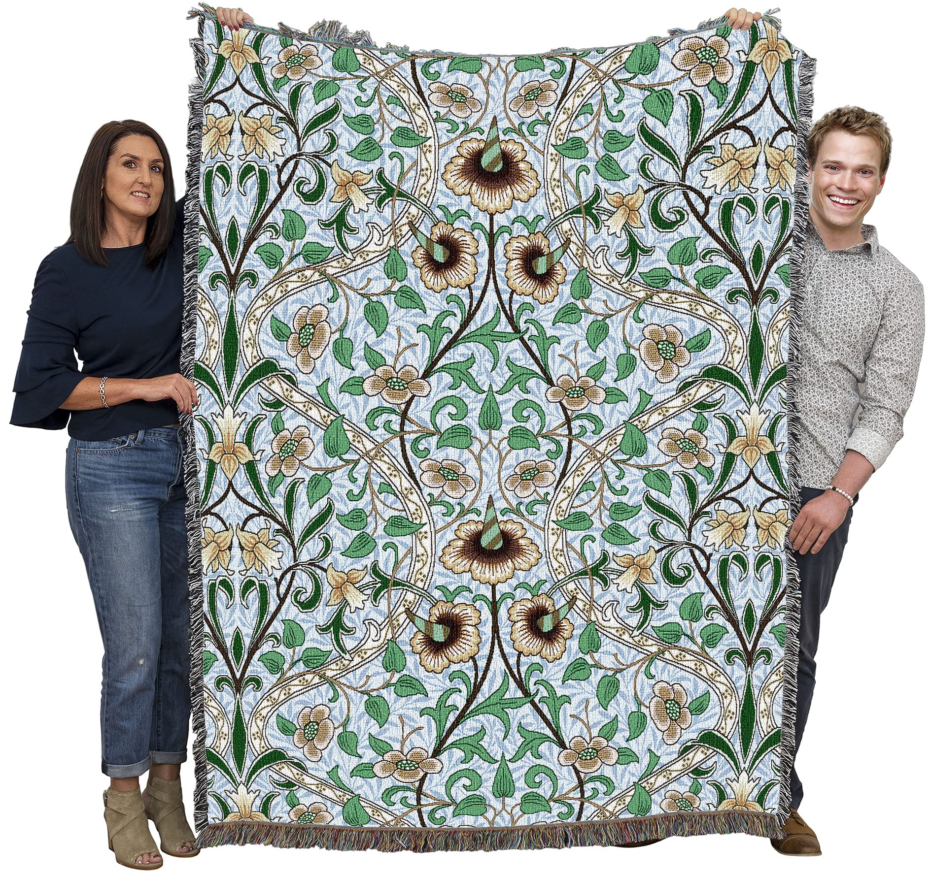 Pure Country Weavers William Morris Lodden Tole Decke XL – 82x62 Zoll, Handgewebt Aus Baumwolle, Made In USA