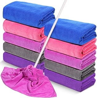 10 Pcs Extra Large Microfiber Cleaning Cloth, 30" x 20" Washable Reusable Large Floor Cloth Rags Multicolor Extra Larges Microfiber Cleaning Cloths Solid Color Microfibers Towel Home Office Window