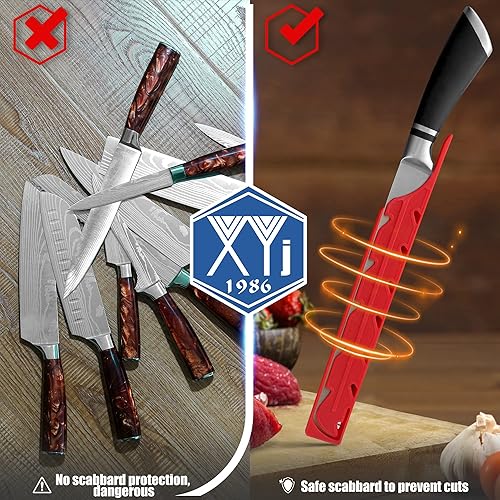 Miniatura 6 de XYJ Juego de 2 fundas para cuchillos de seguridad, protector de bordes, funda universal para cuchillos, pan, funda para cuchillos Sashimi, protector