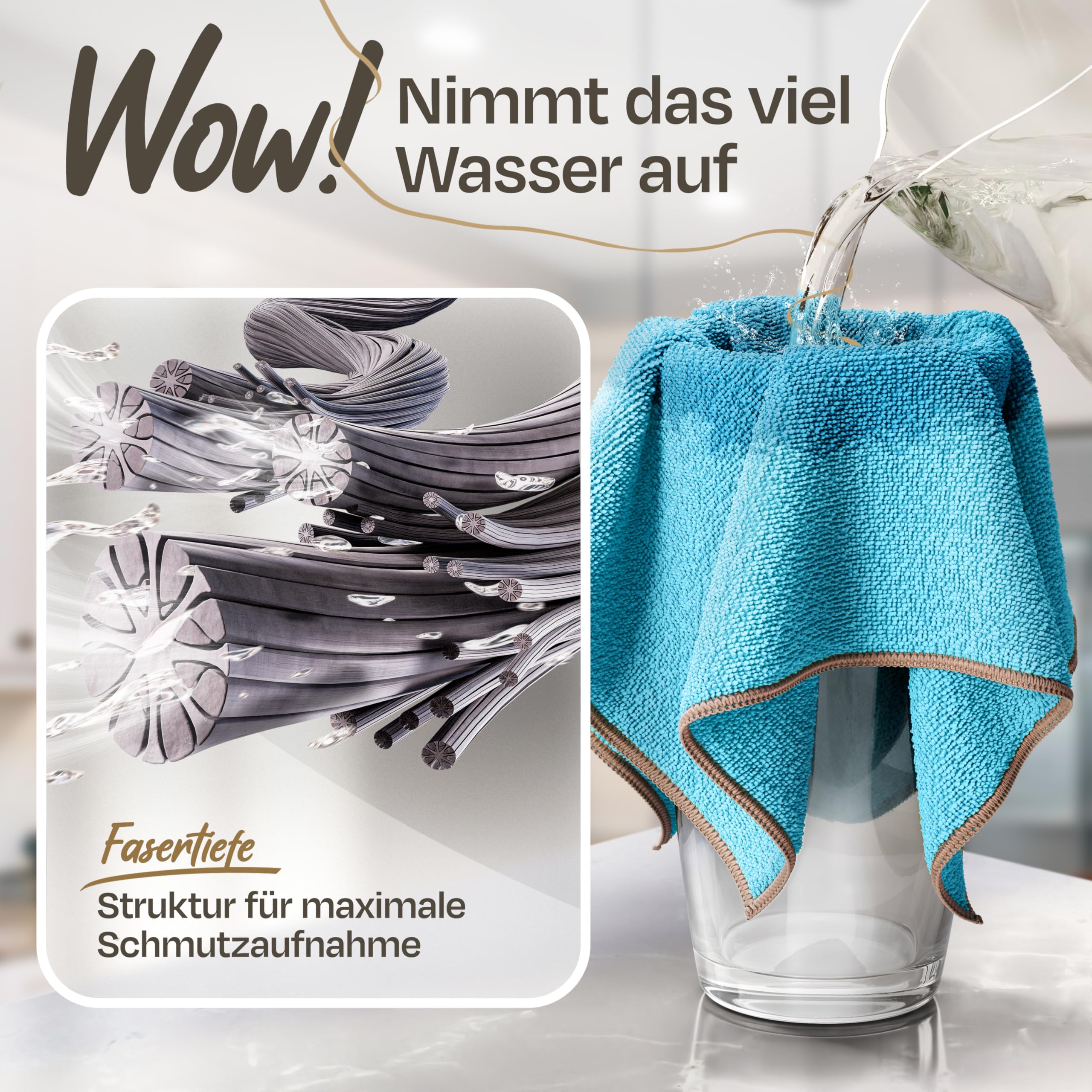 Panni in microfibra per cucina, bagno, casa e auto, panni per la pulizia, panni in plastica riciclata, set da 50 pezzi, 40 x 40 cm, blu/grigio