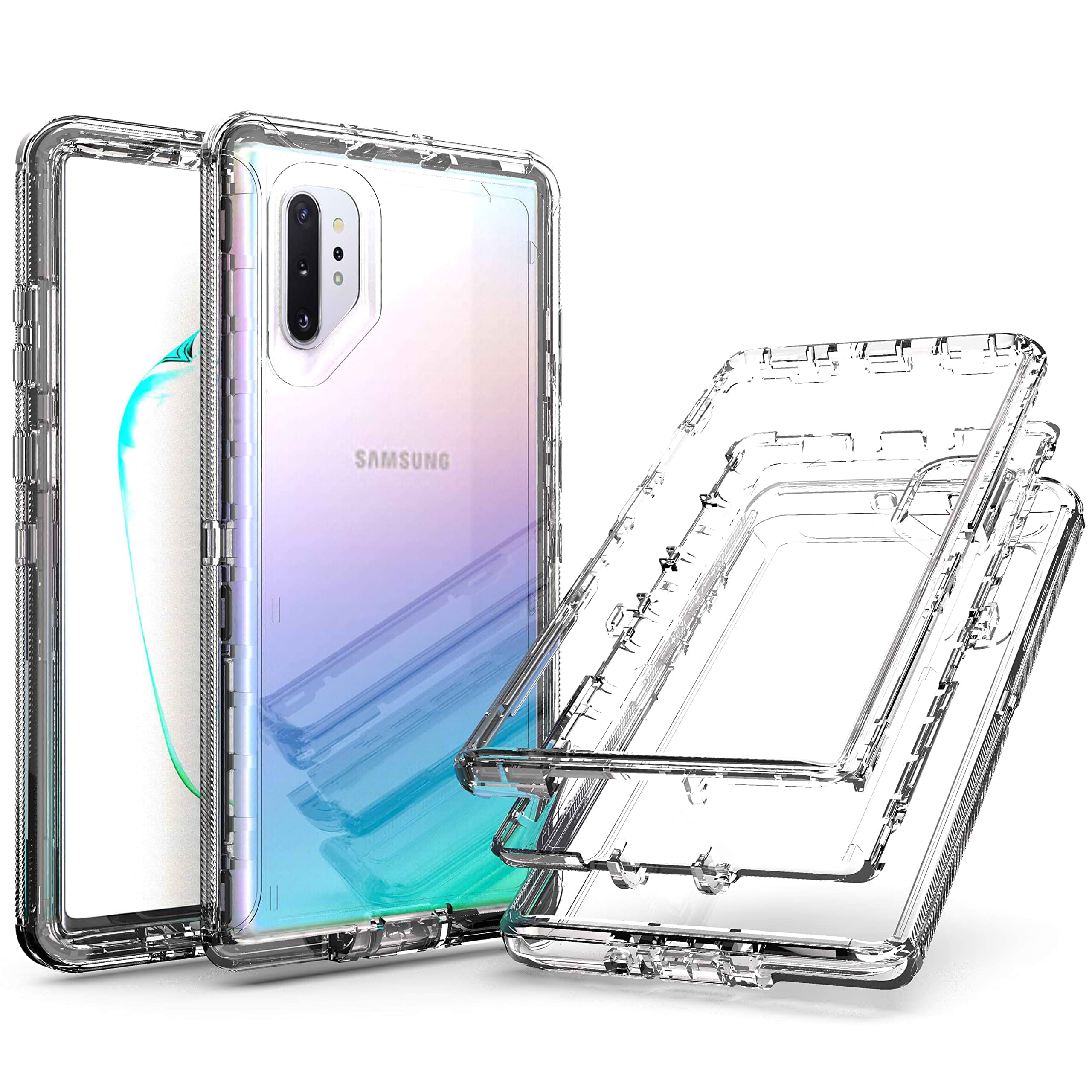 YmhxcY Note 10 Plus Case, Drop 3 Layer Durable Cover/Shockproof Drop Protection/Solid Silicone Case/Clear Case for Samsung Galaxy Note 10 Plus 5G-Crystal Clear
