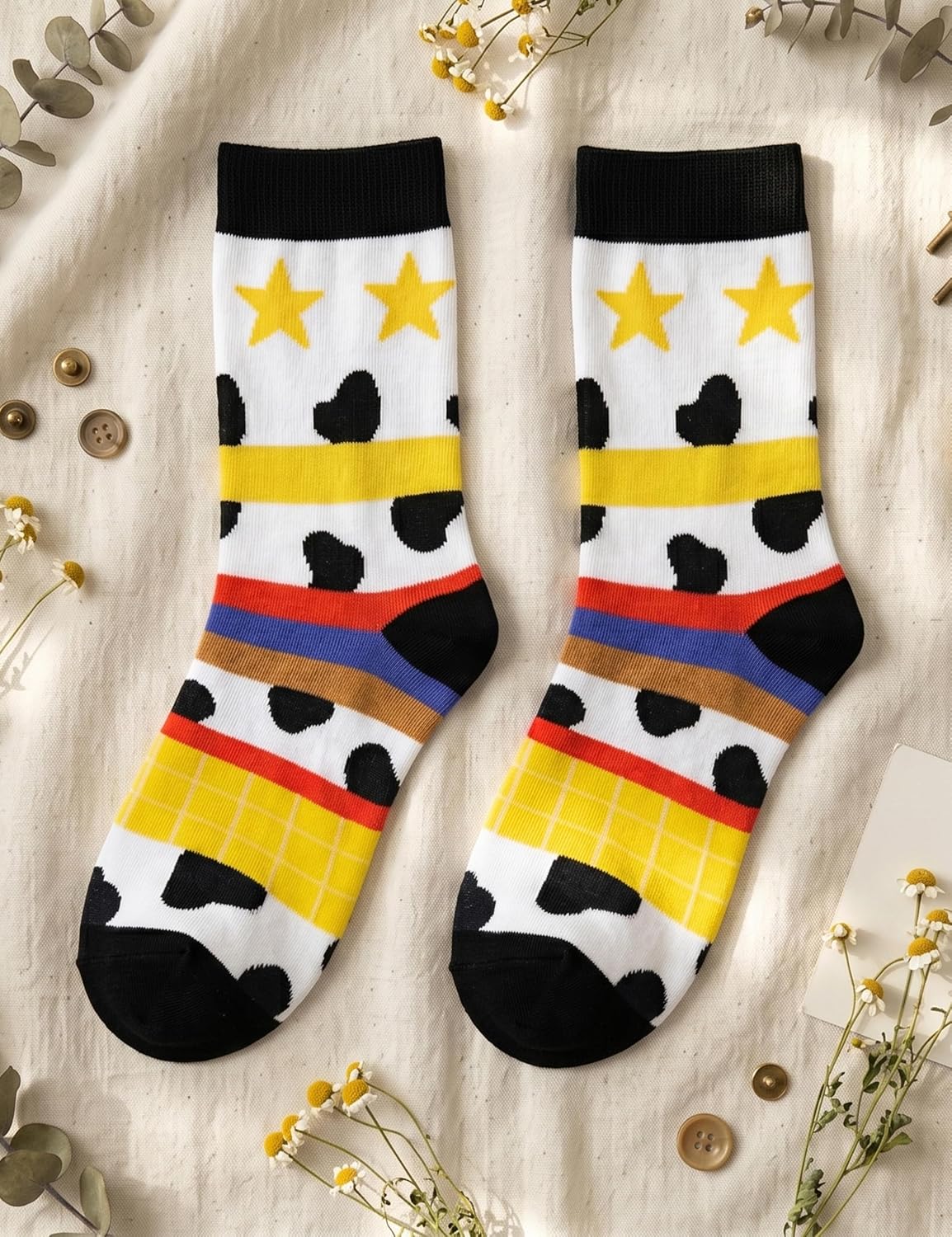 Western Socks for teens, Cow Print Socks Funny Cute Costume Cartoon Themed Party Favors Supplies Birthday Gifts