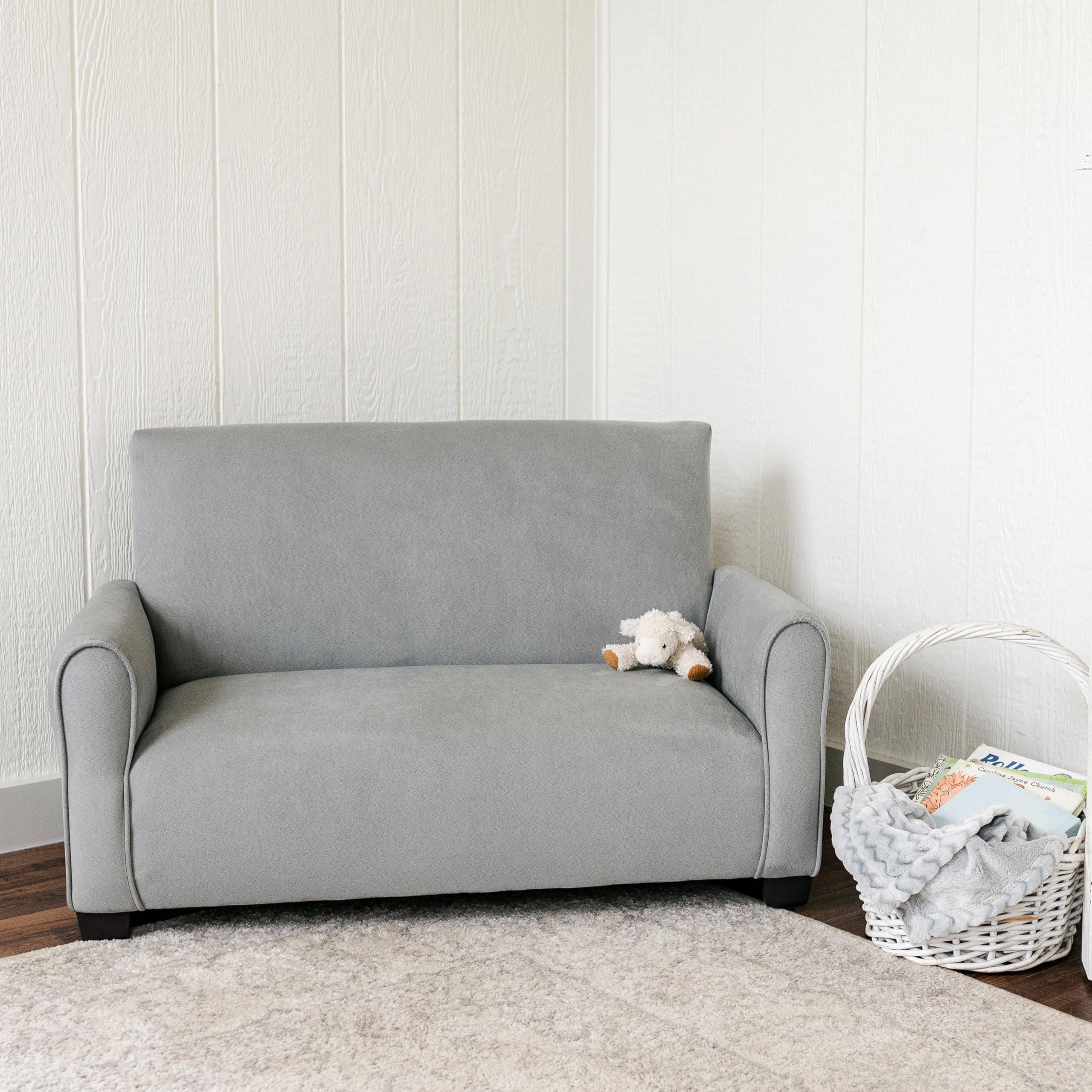 The Rose Hill Company Toddler Upholstered Sofa (Gray Suede)