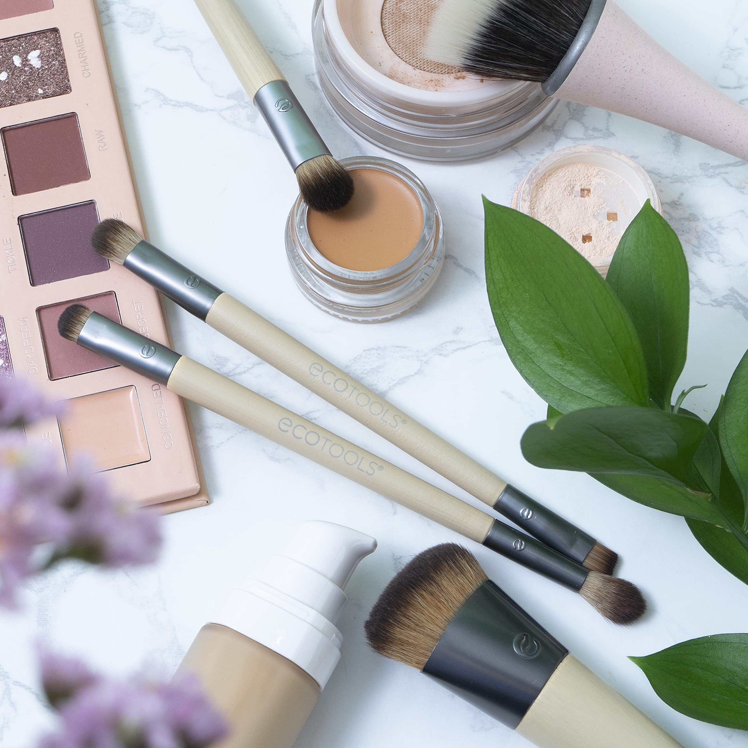 EcoTools Duo Eyeshadow Makeup Brush Set, Define Blend & Smudge, Set of