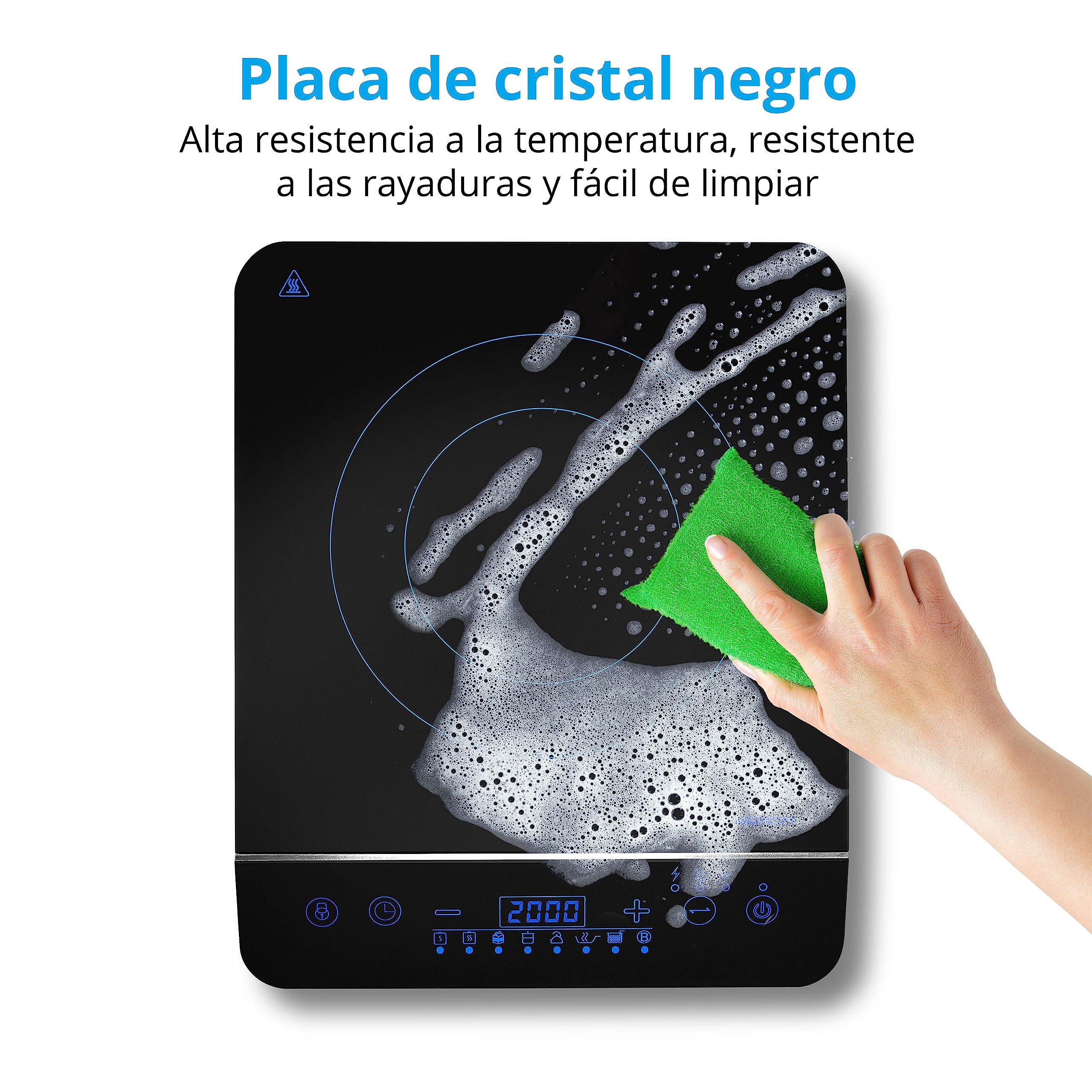 Placa de inducción MEDION / 2000 W/rango de temperatura 60-240°C / 8 programas automáticos / 10 niveles de potencia/pantalla LED/MD 17595 / negro