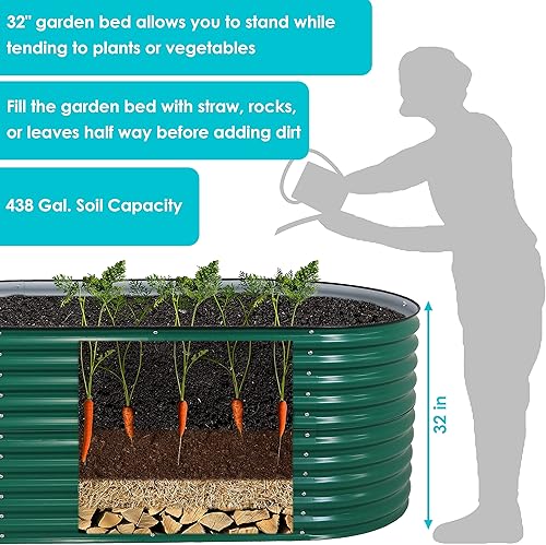 Miniatura 193 de Sunnydaze Cama de jardín de metal elevada de 11.75 pulgadas de alto, cama de jardín elevada galvanizada para exteriores para verduras y flores