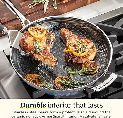 Miniatura 6 de Cuisinart, FusionElite+ FTPS22-6 - Juego de sartenes antiadherentes de tres capas de acero inoxidable de 6 piezas