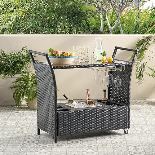 Best wicker bar cart with an ice box