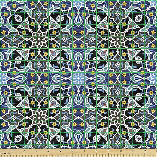 Miniatura 471 de Ambesonne The Yard - Tela de hibisco de flores tropicales en tonos de la vida real, tela decorativa para tapicería, cestas de almacenamiento