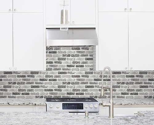 Miniatura 7 de NextWall Papel tapiz autoadhesivo de ladrillo sintético lavado (gris)