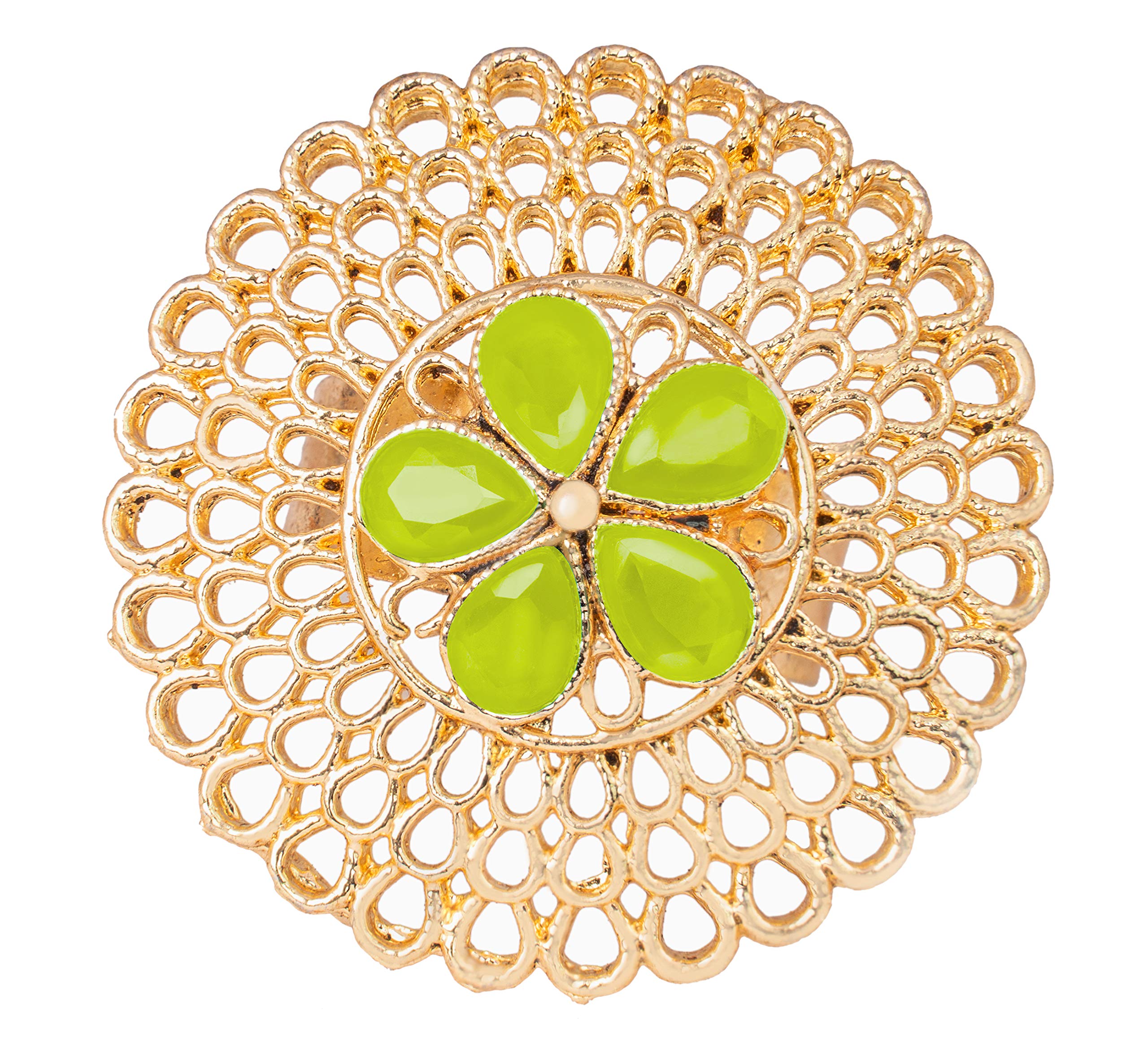 JFL - Jewellery for Less Latest Gold Tone Floral Mint Green Color Stone Studded Adjustable Finger Ring for Women & Girls(Mint Green),Valentine (B0BRCQXZ1T) Amazon Price History, Amazon Price Tracker