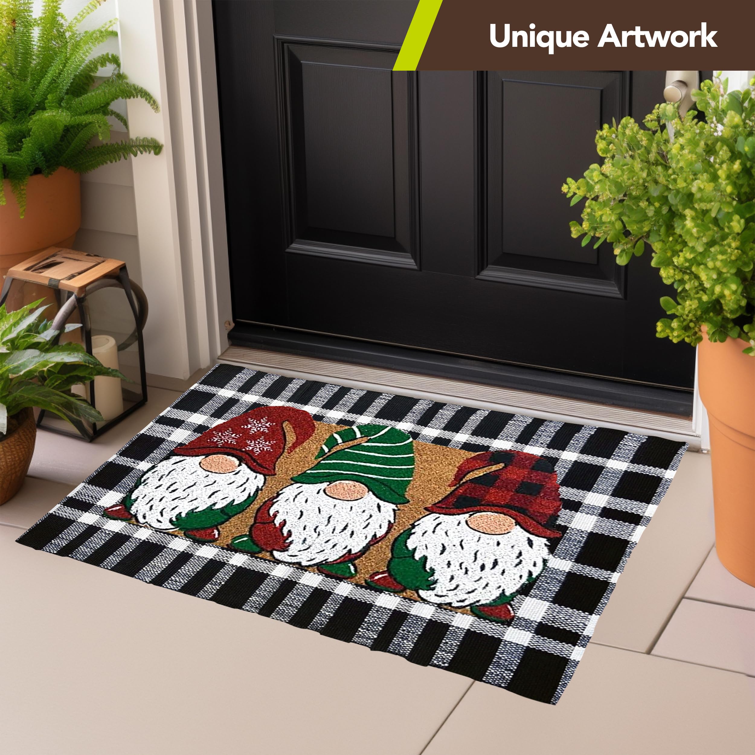 Holiday Gnomes Coir Doormat - Christmas Decor -7