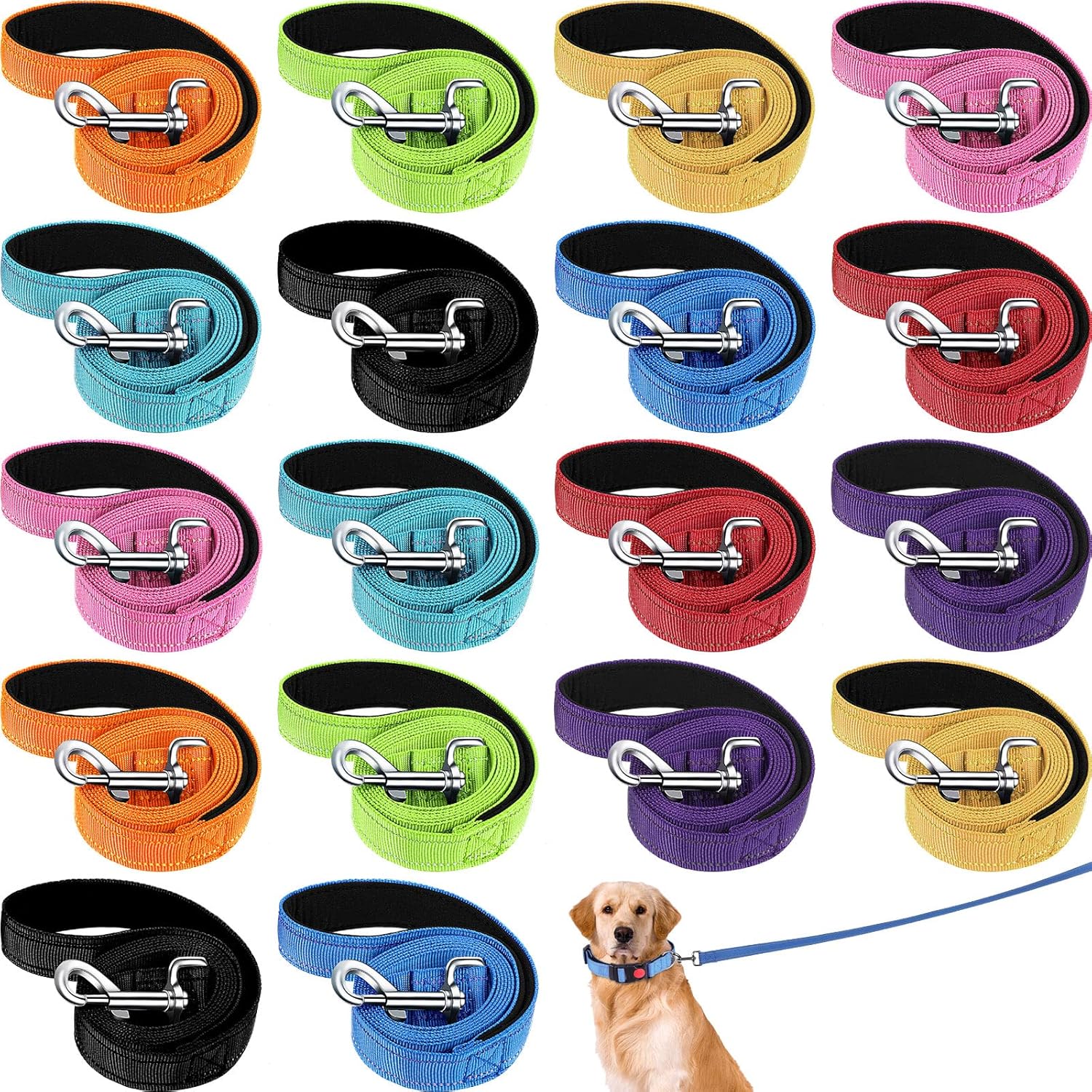 18 Pcs Double Sided Reflective Dog Leashes Bulk, Nylon Dog