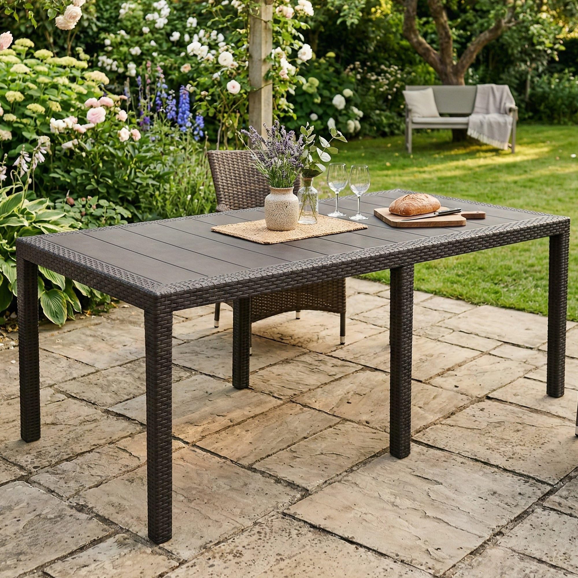 Dmora Table d'extérieur rectangulaire extensible 150-220 cm anthracite Made in Italy
