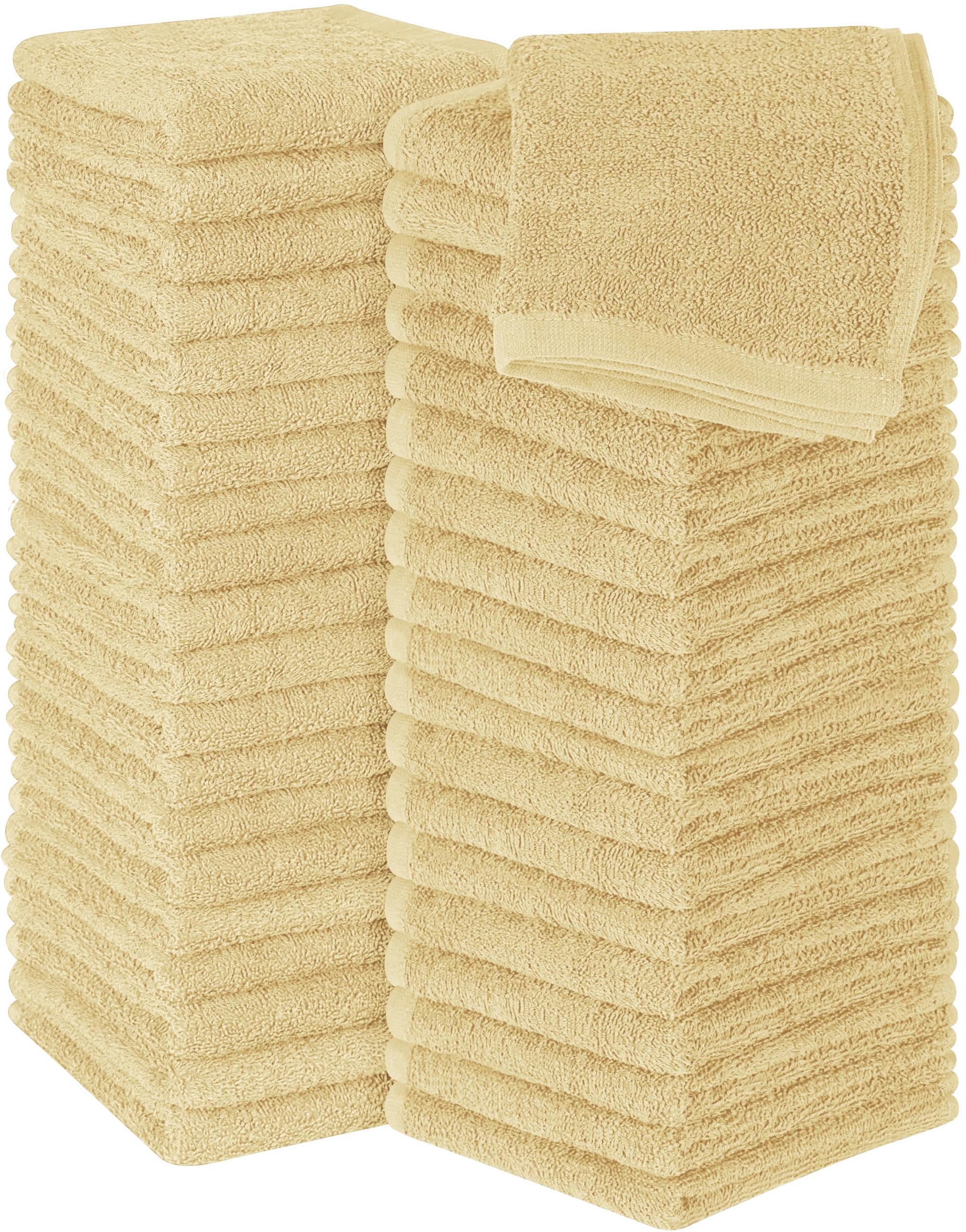 Utopia Towels 60 Pack Washcloths, 12x12 in, 100% Cotton, Beige