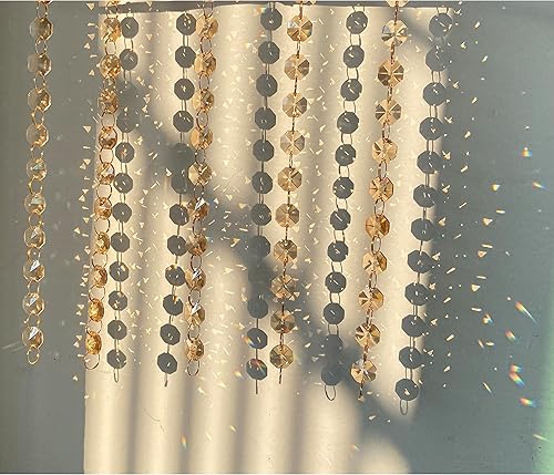 Miniatura 3 de Cuentas de cristal de 6 pies, guirnalda de cadena de cuentas de cristal colgantes, cortina de puerta, candelabro, regalo de decoración de fiesta de