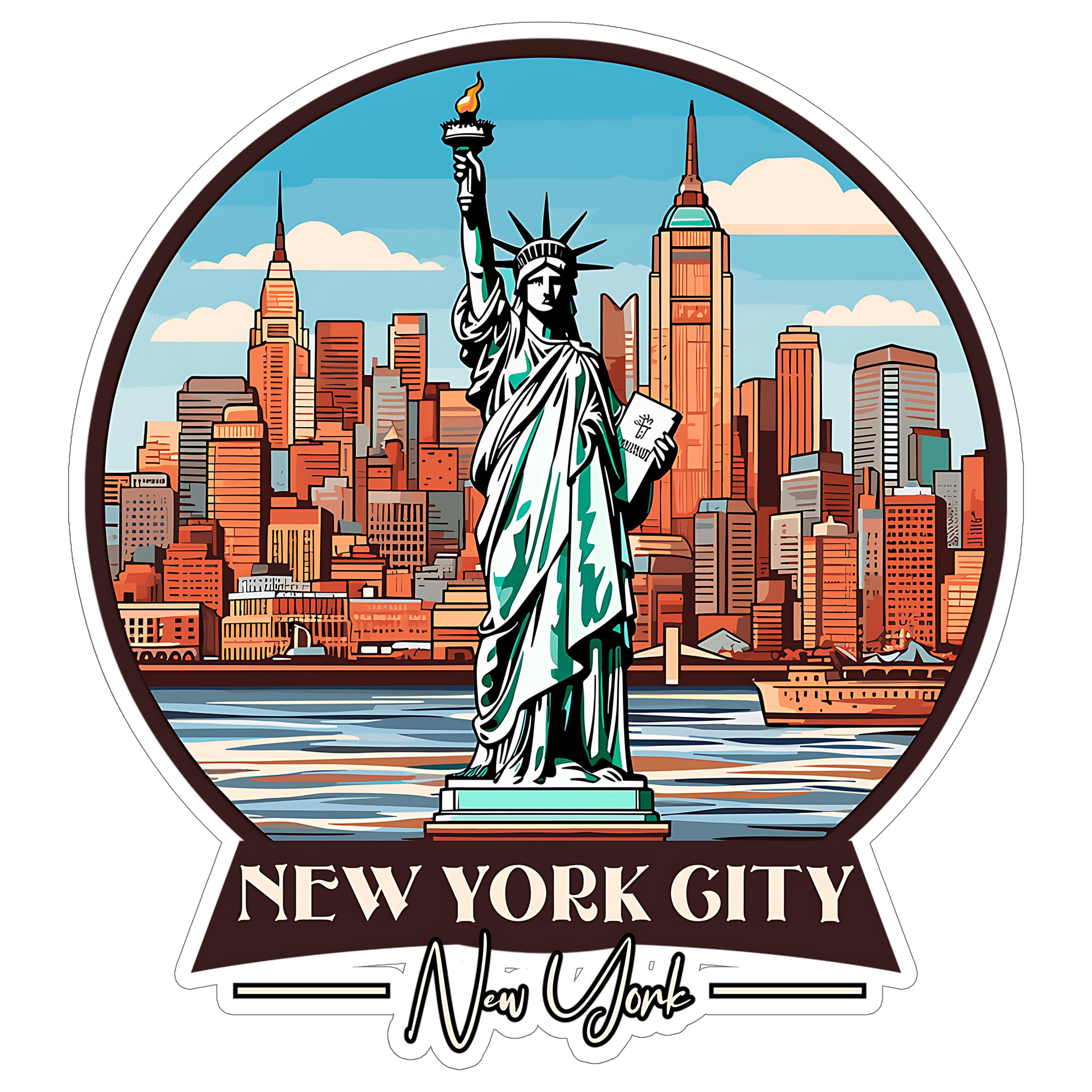 New York City New York Sticker 4 Inch Travel Souvenir Destination - Waterproof Vinyl Decal for Laptop Water Bottle Car Tumbler - Durable Aesthetic