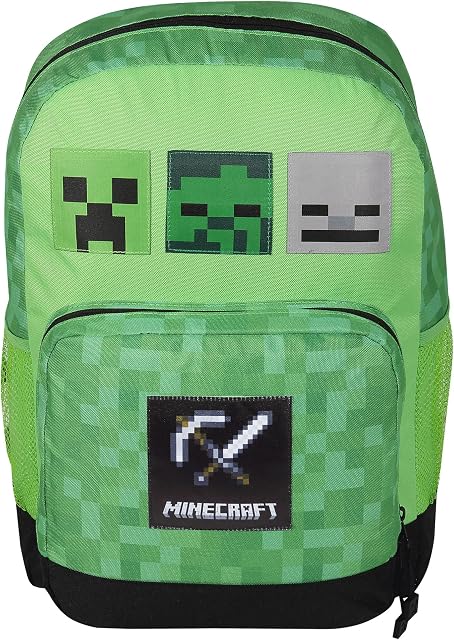 Minecraft Three Mobs Backpack, Kids, One Size, Green / Black, Official Merchandise