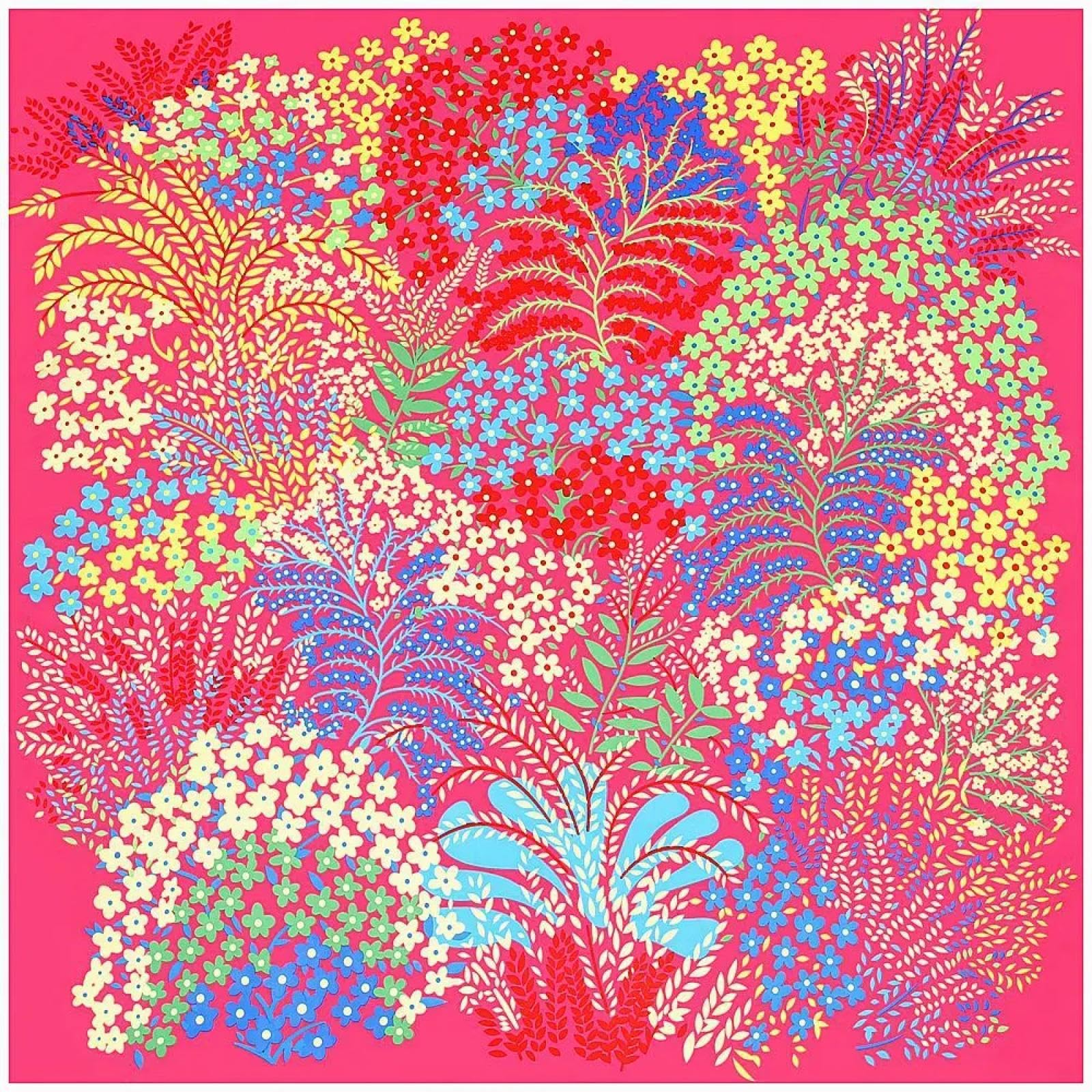 Schals Tücher Halstuch Scarf 130Cm Quadratischer Schal Damen Seidenschal Design Kleine Blume Damen Schal Bandana Kopftuch Schals