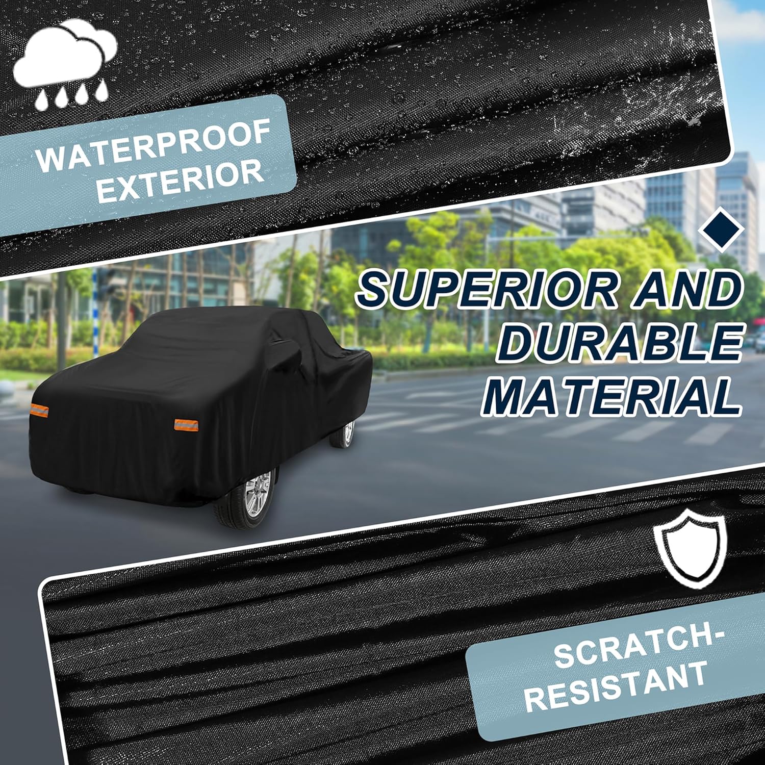 Car Cover Waterproof Custom Fit for Toyota Tacoma Access Cab 4-Door -6.1Feet Bed 2015-2021 for Automobiles Outdoor Snow Sun Dust UV Protection Full Exterior Cover with Door Zipper