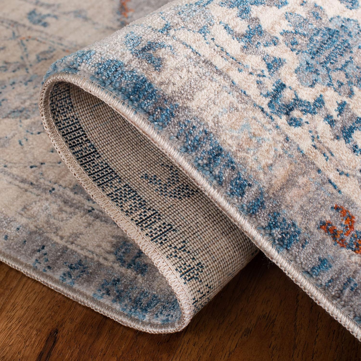 SAFAVIEH Persian Collection Runner Rug - 2'2" x 12', Grey & Blue, Distressed Design, Non-Shedding & Easy Care, Ideal for High Traffic Areas in Living Room, Bedroom (VTP447F)