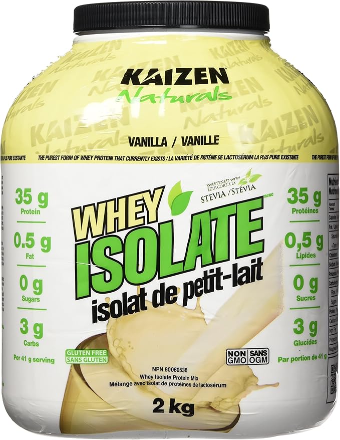 Kaizen Naturals Whey Protein Isolate, Vanilla, 2 kg Amazon.ca Health