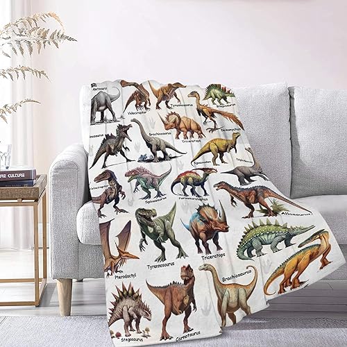 Vista 60 de Manta Personalizada con Nombre de Dinosaurio Regalos Personalizados Mantas de Franela Súper Suaves y Ligeras Manta para Niños, Adultos, Adecuada