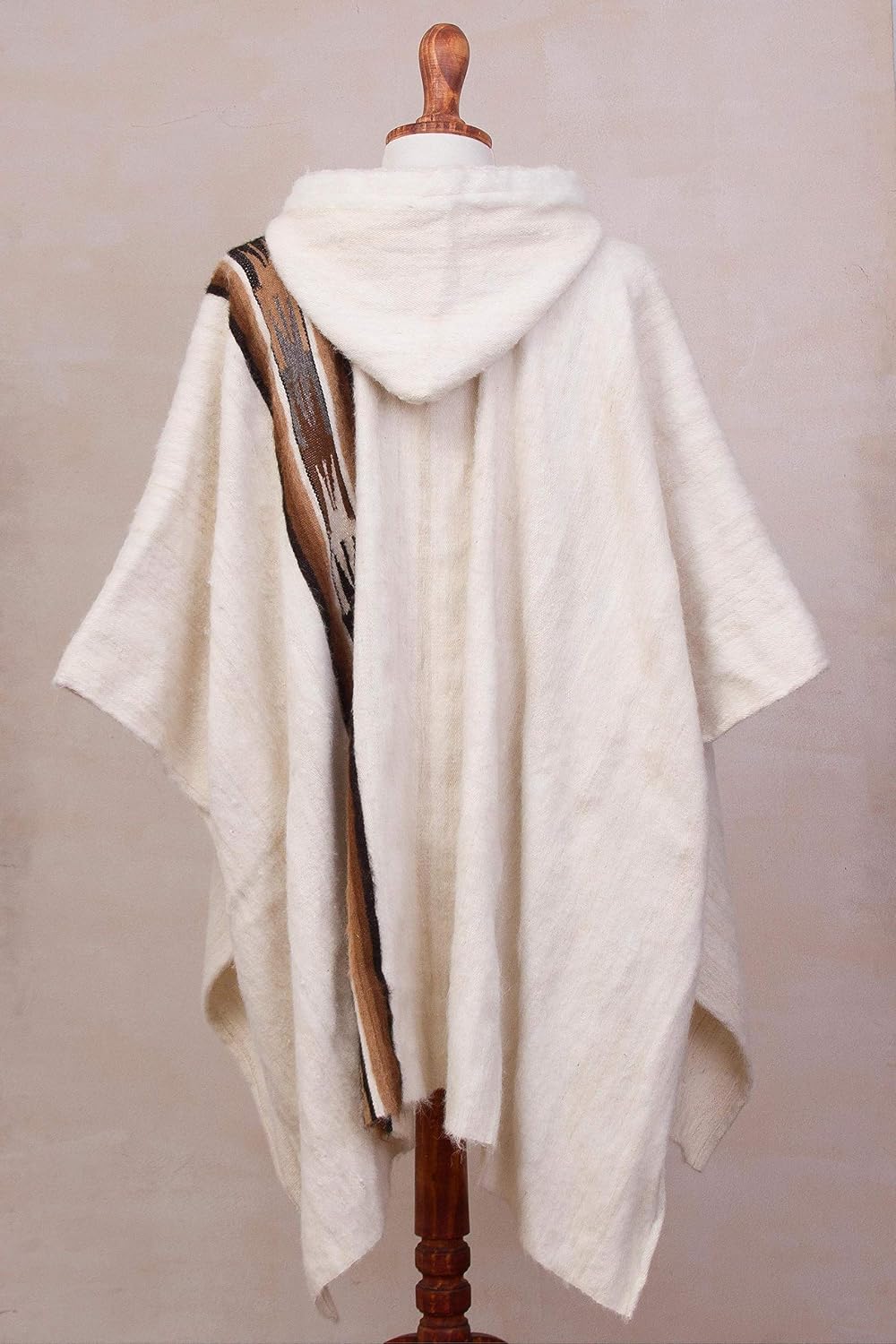 NOVICA Handmade Men's Alpaca Wool Poncho - Clint Eastwood Style Mexican Poncho with Beige Color - Adult Western Pancho for Men, Snowcapped Andes'