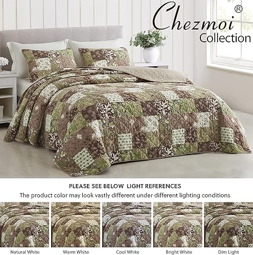 Miniatura 7 de Chezmoi Leilani - Juego de edredón de algodón bohemio de 2 piezas, tamaño individual, juego de colcha acolchada ligera con estampado floral de
