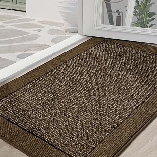Sponsored Ad - BEQHAUSE Indoor Door Mat 36" x 60", Dirt Trapper Door Mats, Brown | Non-Slip Entryway Rugs Washable, Trap Dirt Absorbent Welcome Mat, L