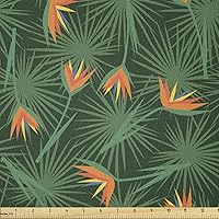 Vista 16 de Ambesonne The Yard, muñecas japonesas Kokeshi con estampado de flores de Sakura, estampado cultural, tela de punto elástico para ropa, costura