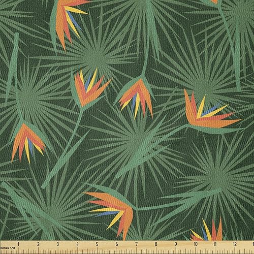 Miniatura 16 de Ambesonne The Yard, muñecas japonesas Kokeshi con estampado de flores de Sakura, estampado cultural, tela de punto elástico para ropa, costura