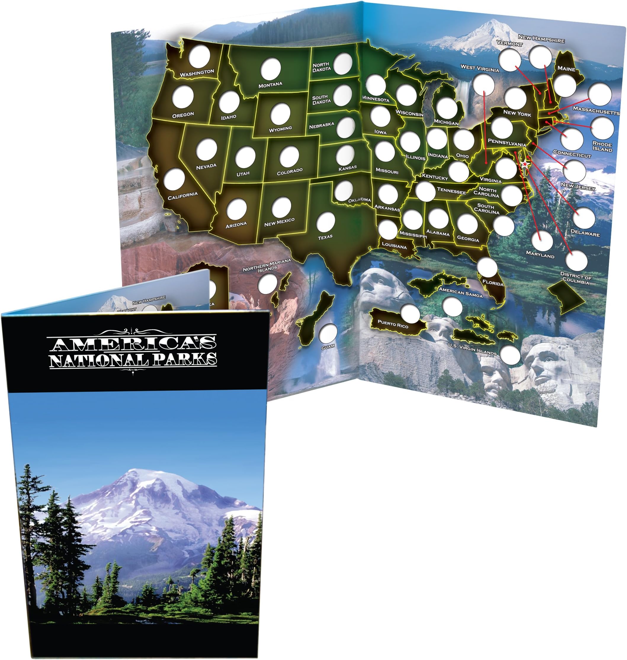 National Park America The Beautiful Quarters Folder Map Book - First Commemorative Mint